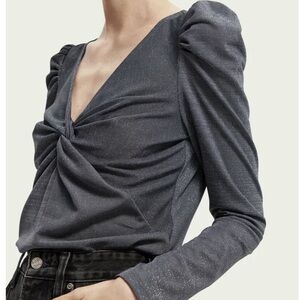Scotch & Soda Shimmering Gray Long Sleeve Blouse